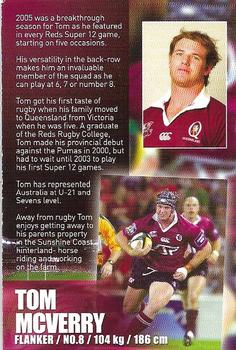 2006 Queensland Reds #NNO Tom McVerry Back